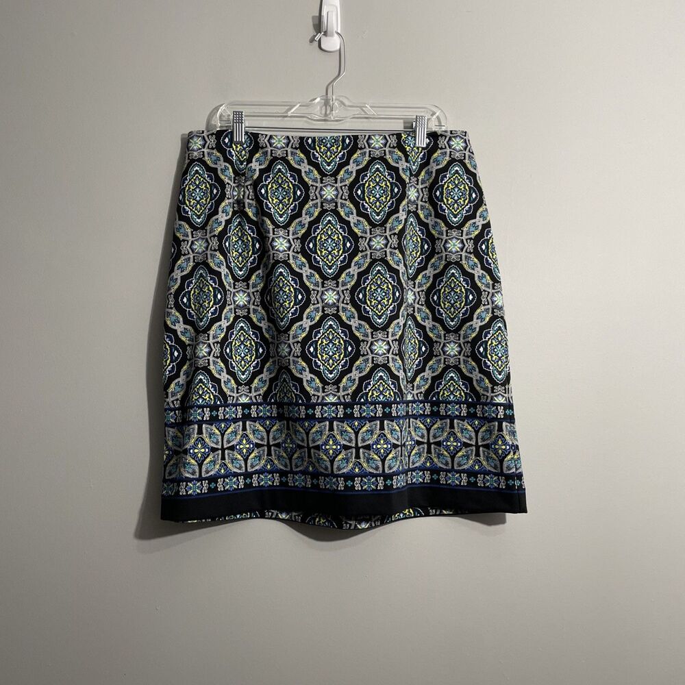 Talbots Blue Paisley Print Skirt Women's 16W Midi Length Casual Career Wear